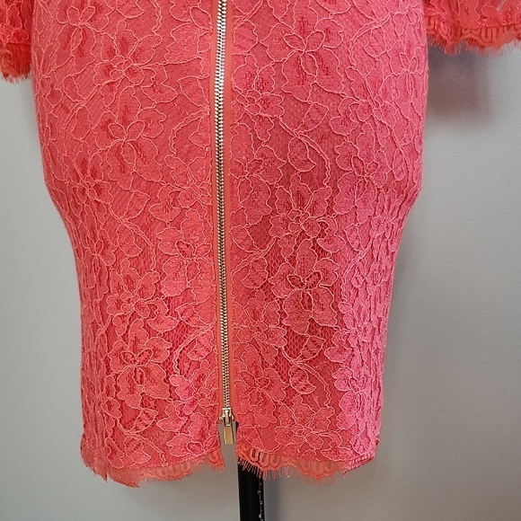 DIANE VON FURSTENBERG Zarita lace coral bodycon cocktail dress - Picture 6 of 16